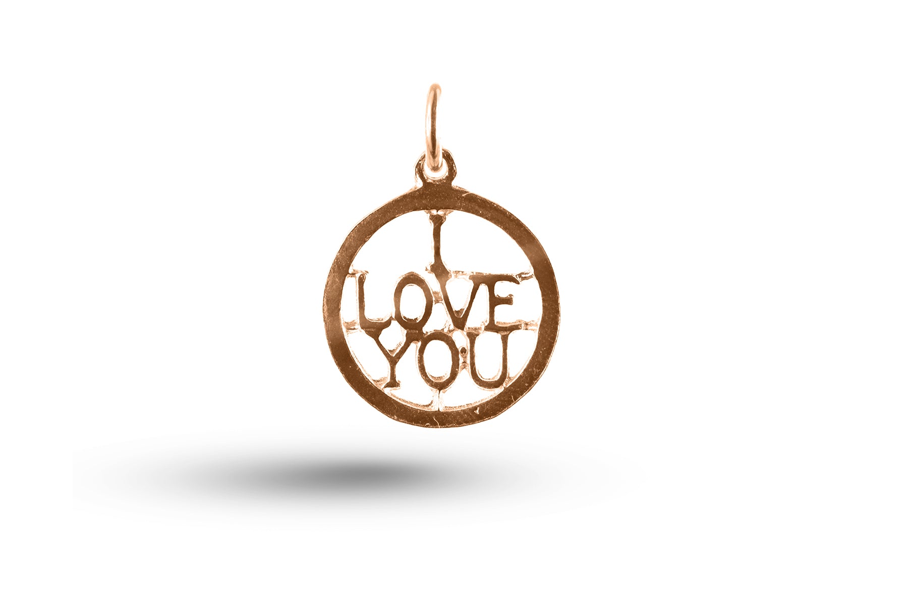 Rose gold I Love You in Circle charm.