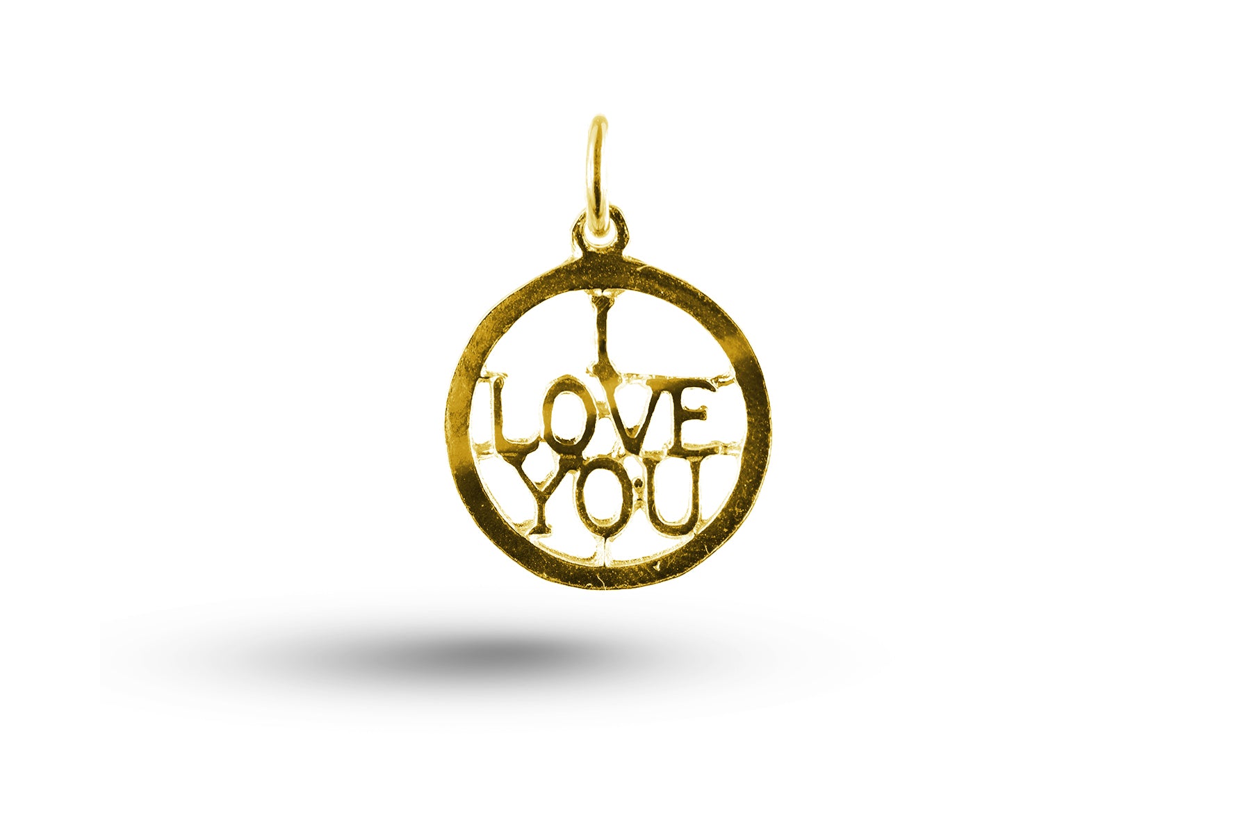 Yellow gold I Love You in Circle charm.
