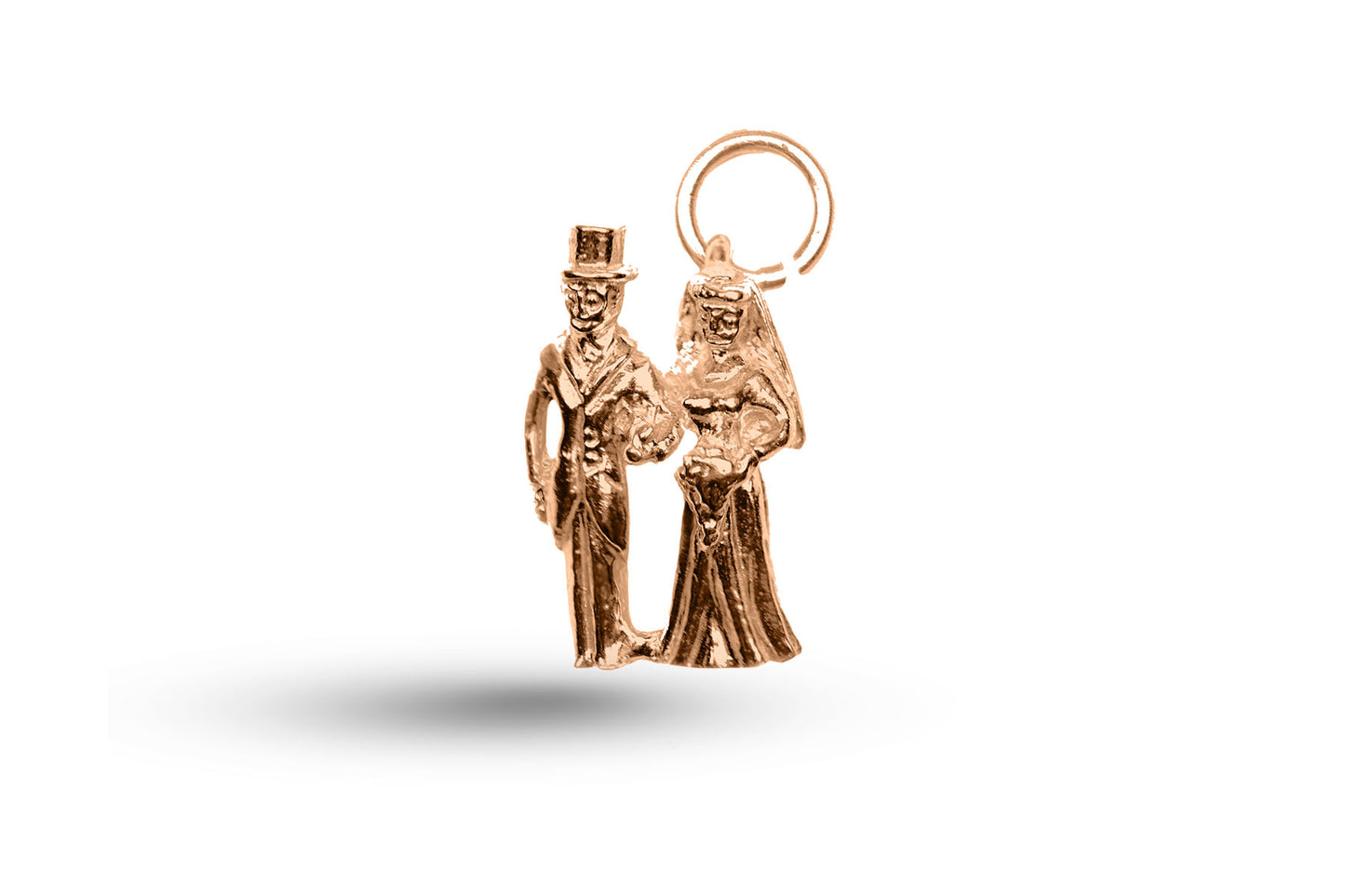 Luxury rose gold Bride and Groom in Top Hat Wedding charm.
