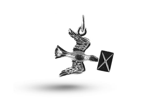 White gold Dove and Letter charm.