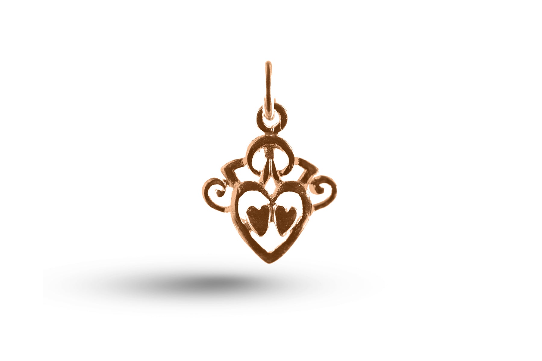 Rose gold Double Heart charm.
