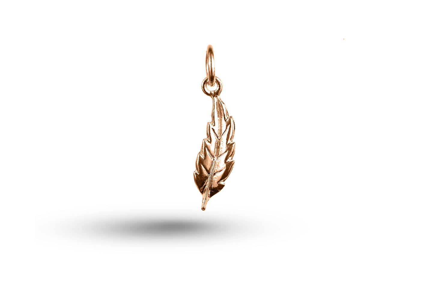 Rose gold Feather charm.