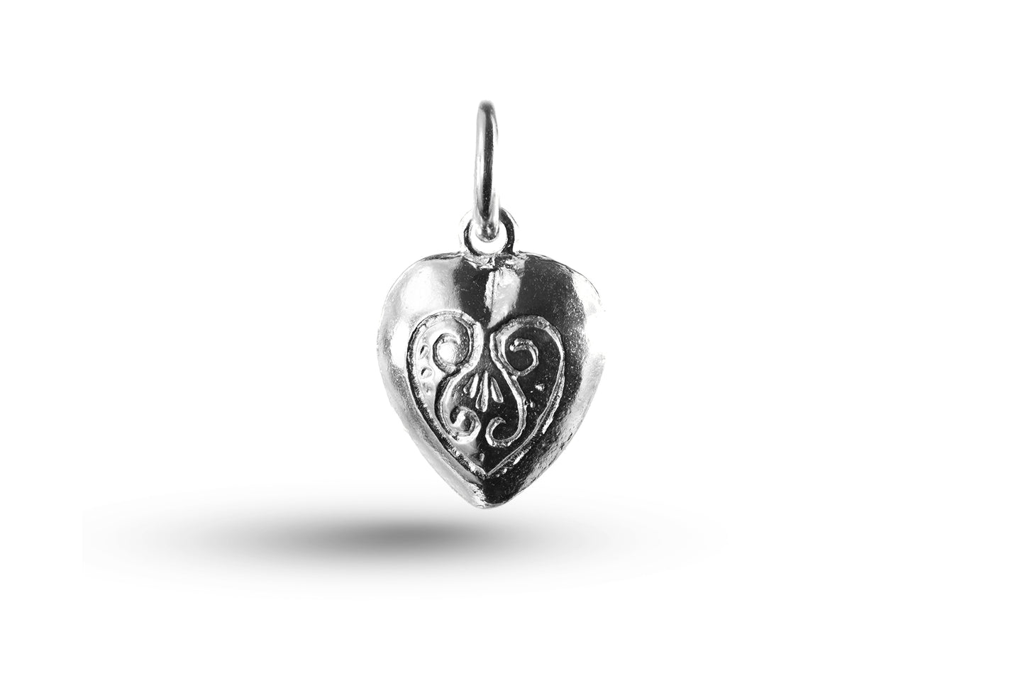 White gold Patterned Heart charm.