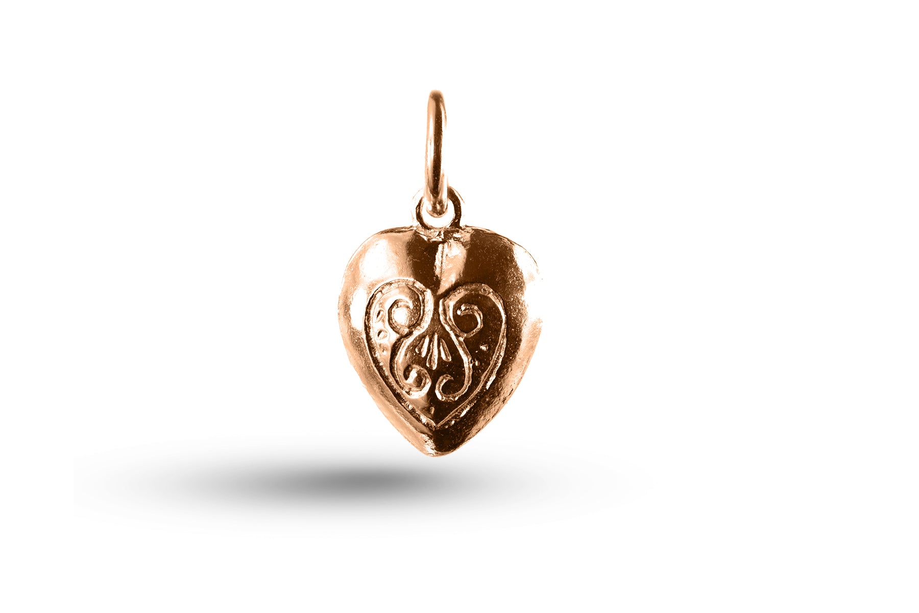 Rose gold Patterned Heart charm.