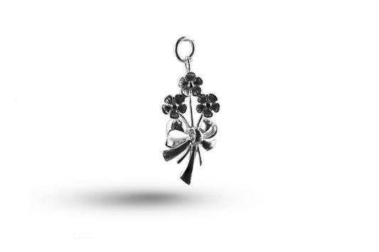 White gold Flowers and Bow charm.