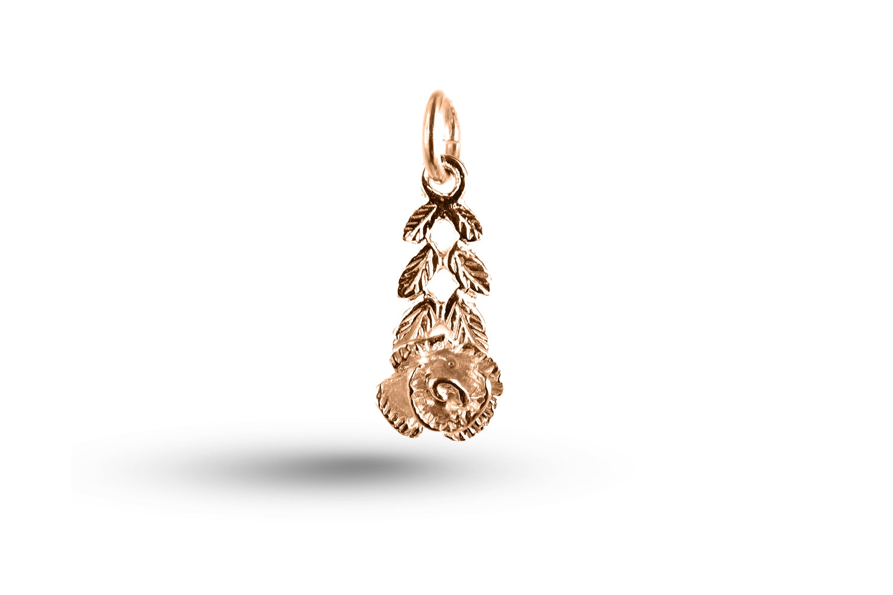 Rose gold Rose Flower and Leaves charm.