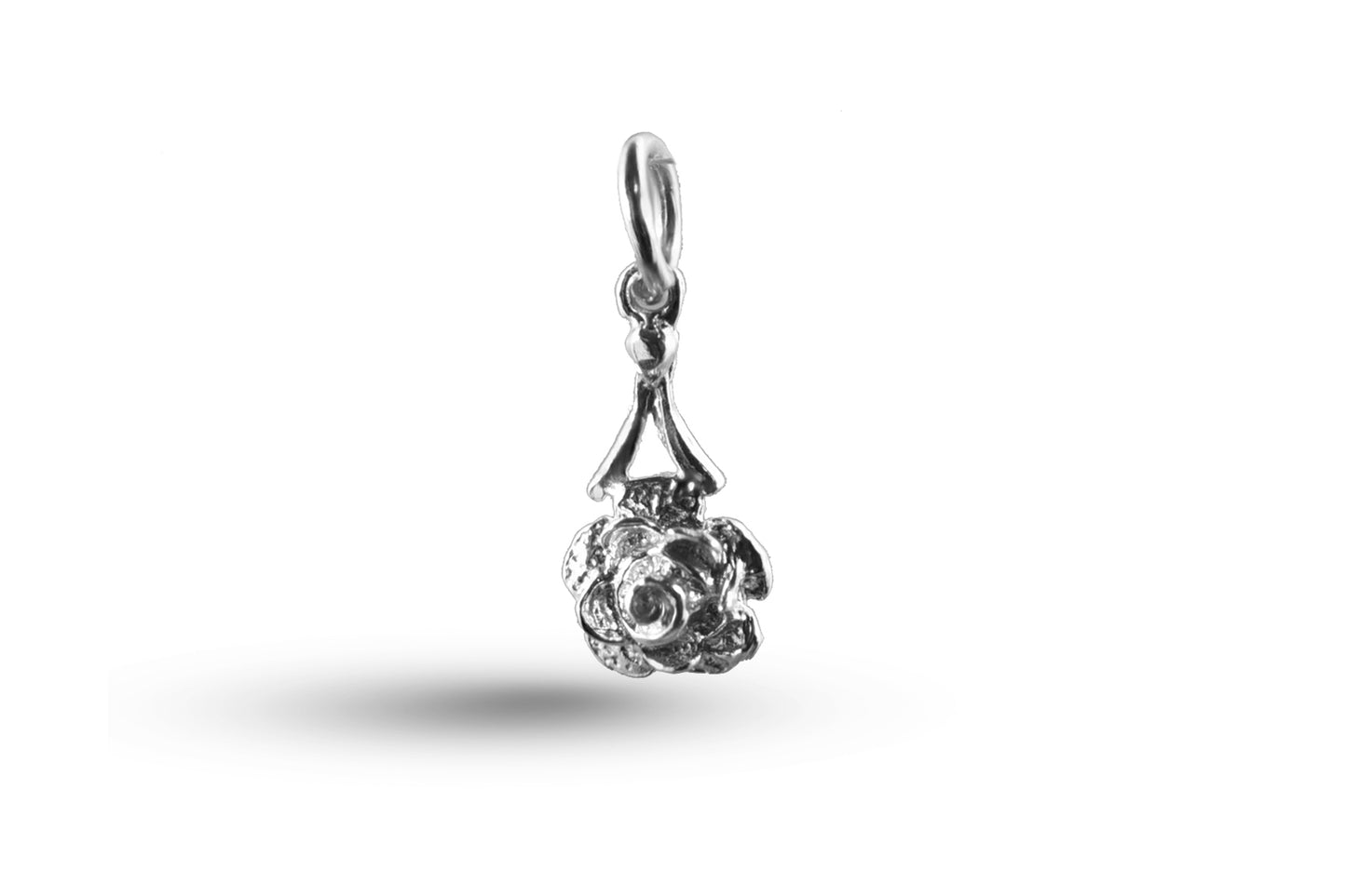 White gold Rose Flower charm.