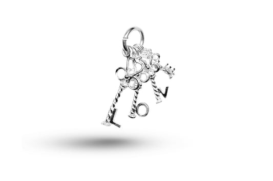 White gold Love Keys charm.