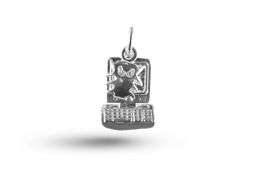 White gold Computer Chip and Bug charm.