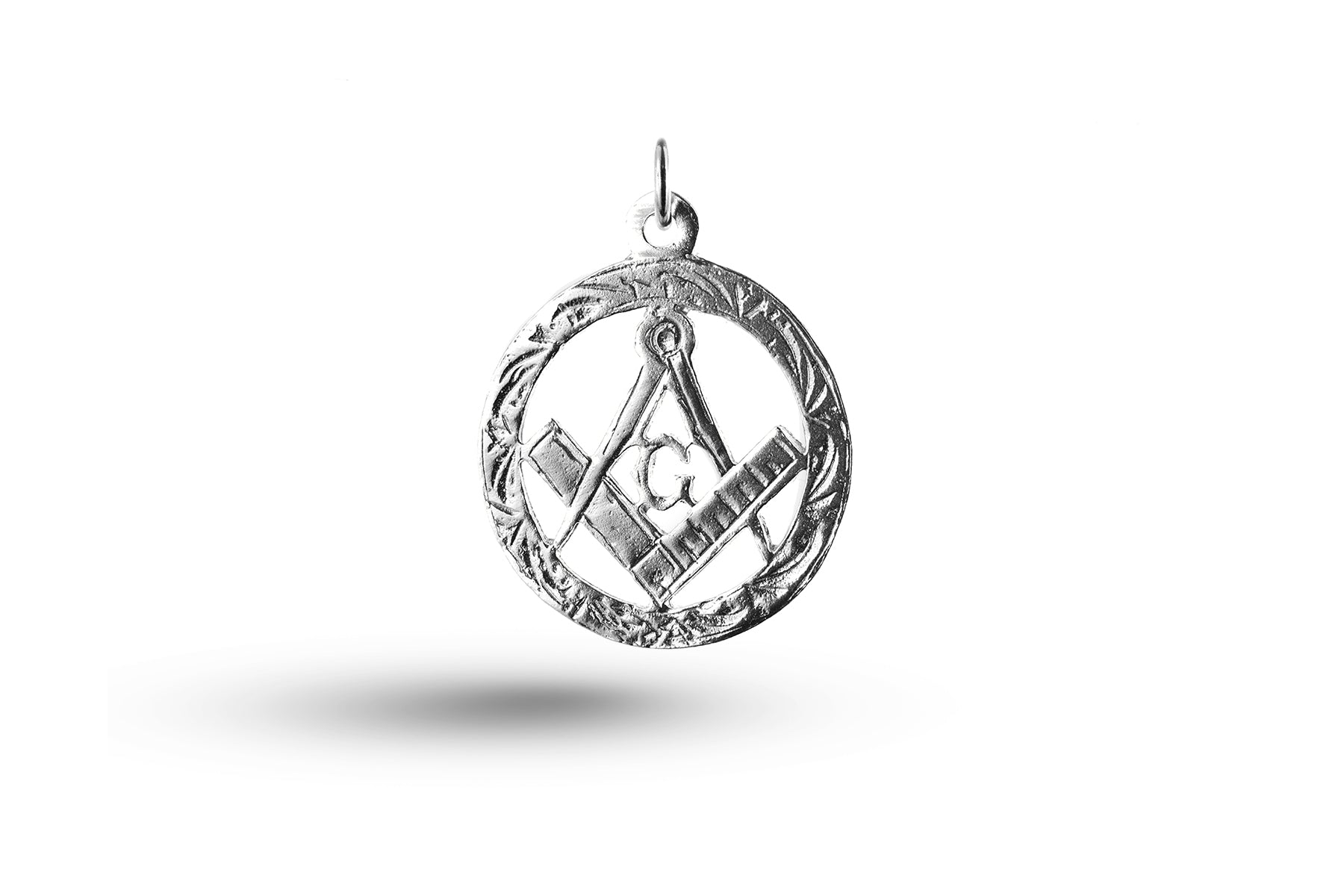 White gold Masonic in Circle charm.