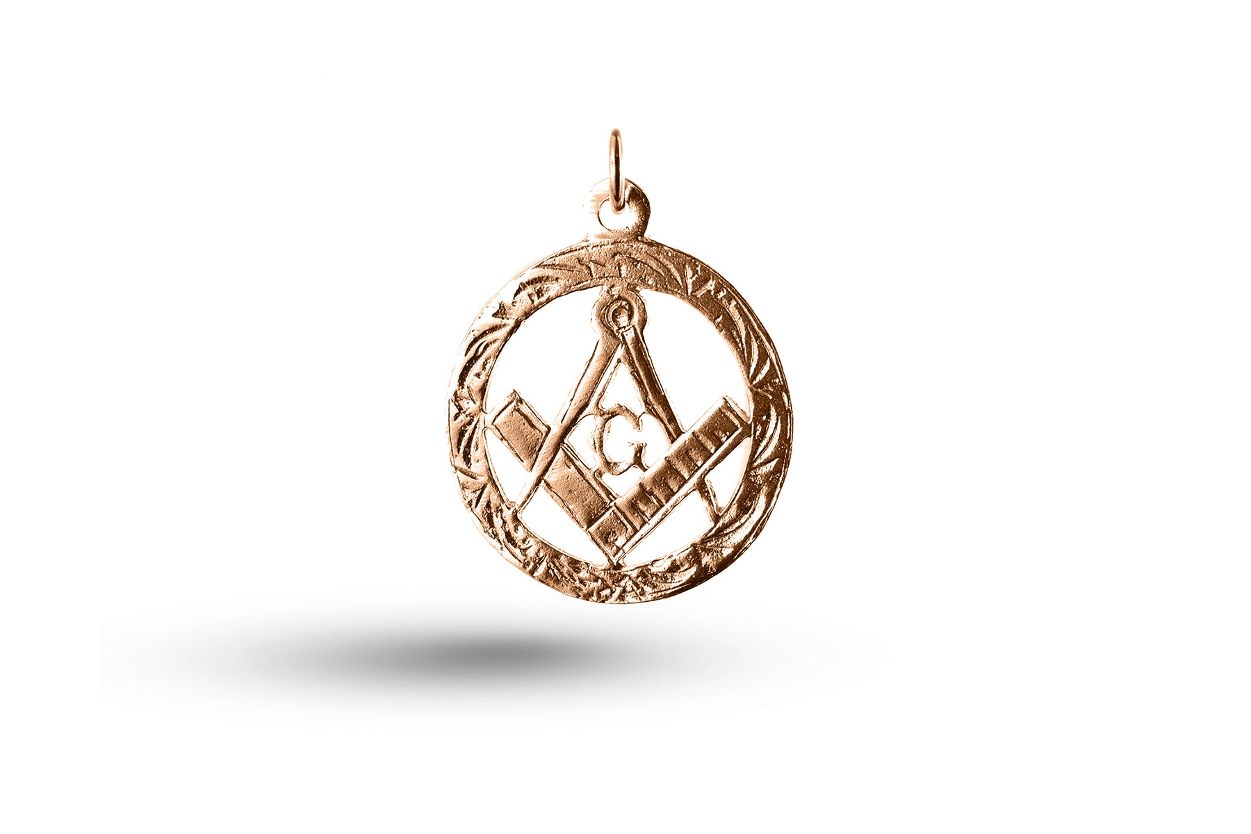 Rose gold Masonic in Circle charm.