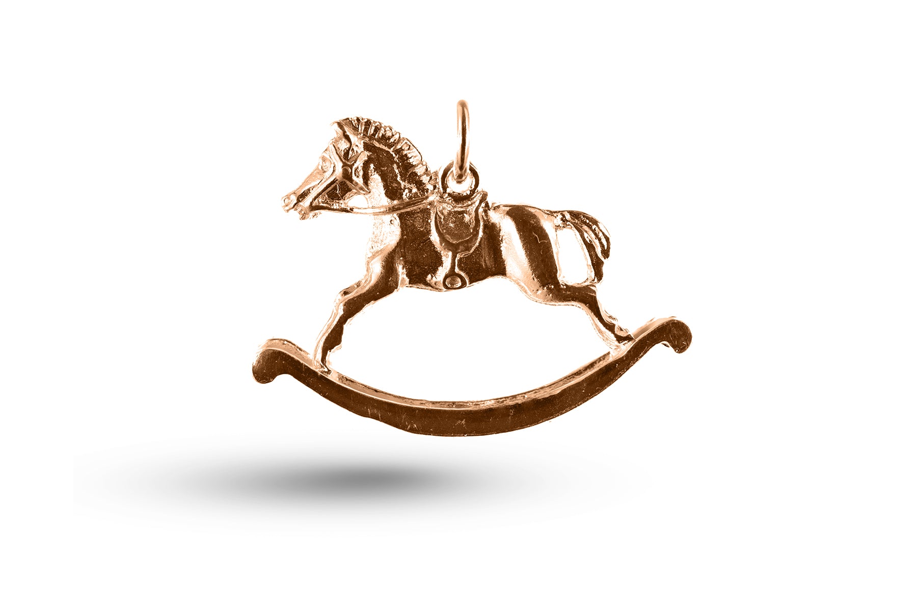 Rose gold Childs Rocking Horse charm.