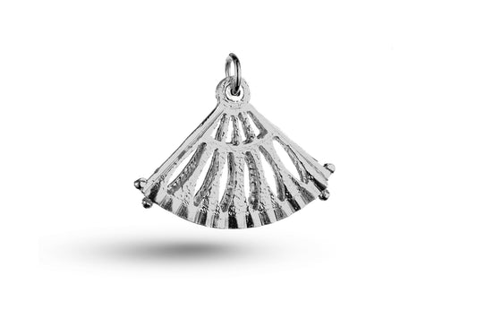 White gold Collapsible Ladies Fan charm.