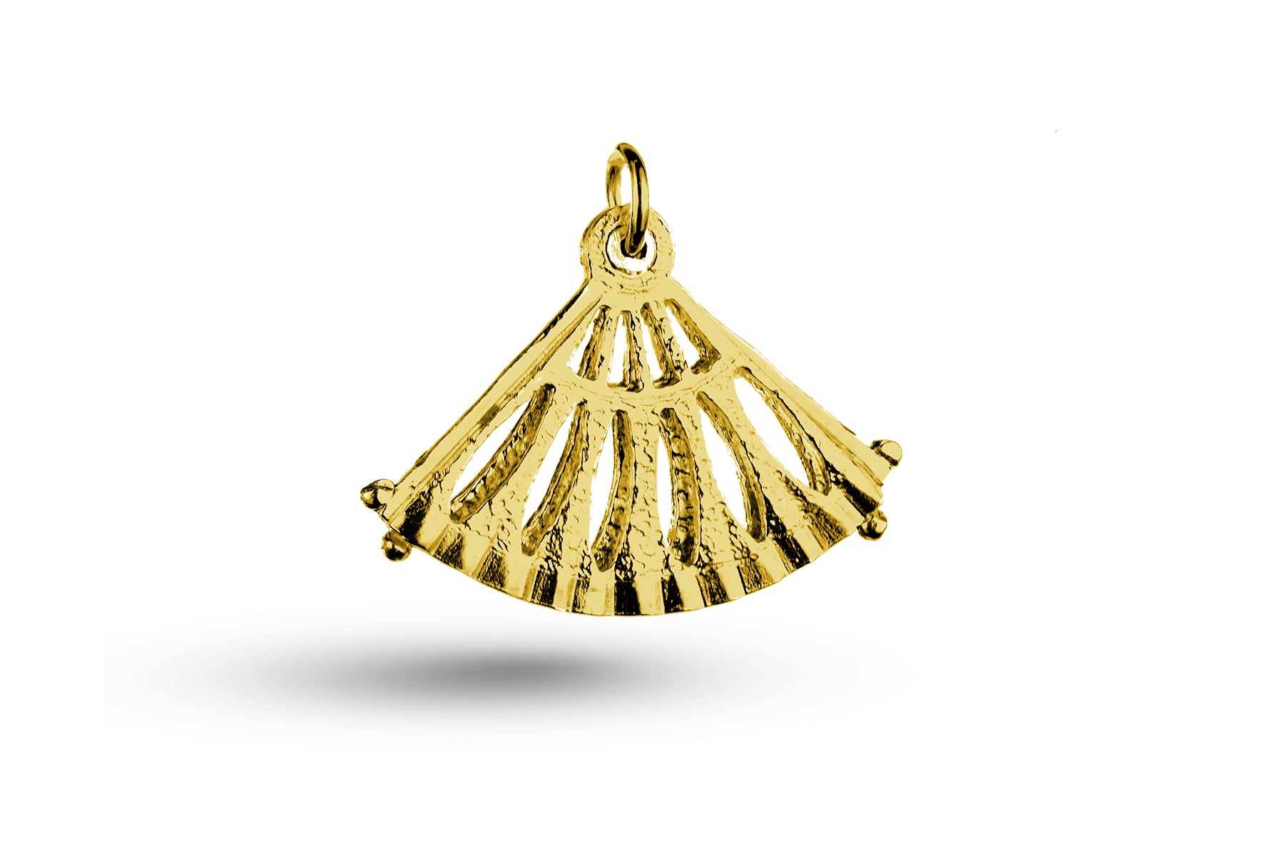 Yellow gold Collapsible Ladies Fan charm.