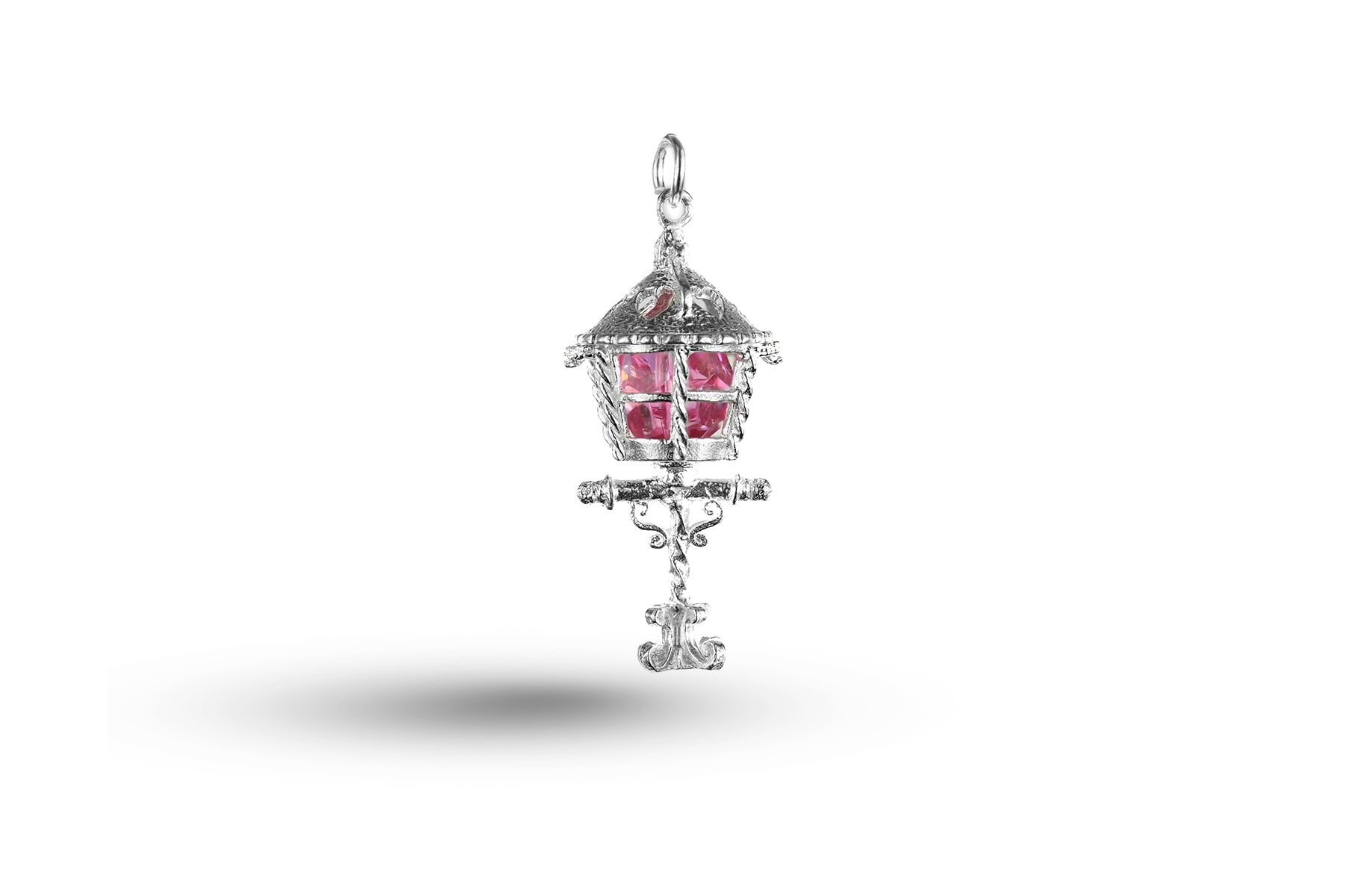 White gold Lamppost and Stone charm.