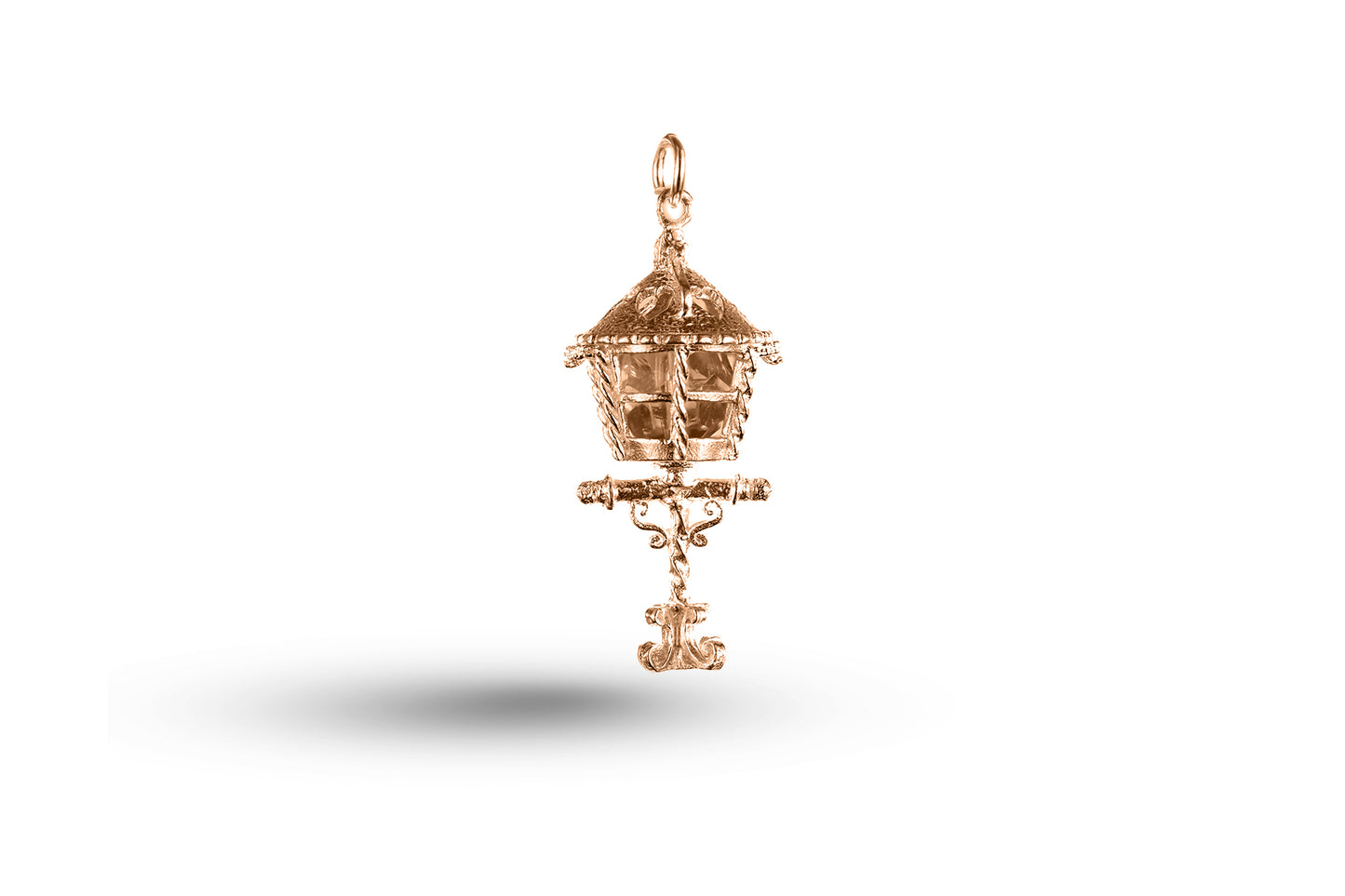 Rose gold Lamppost and Stone charm.