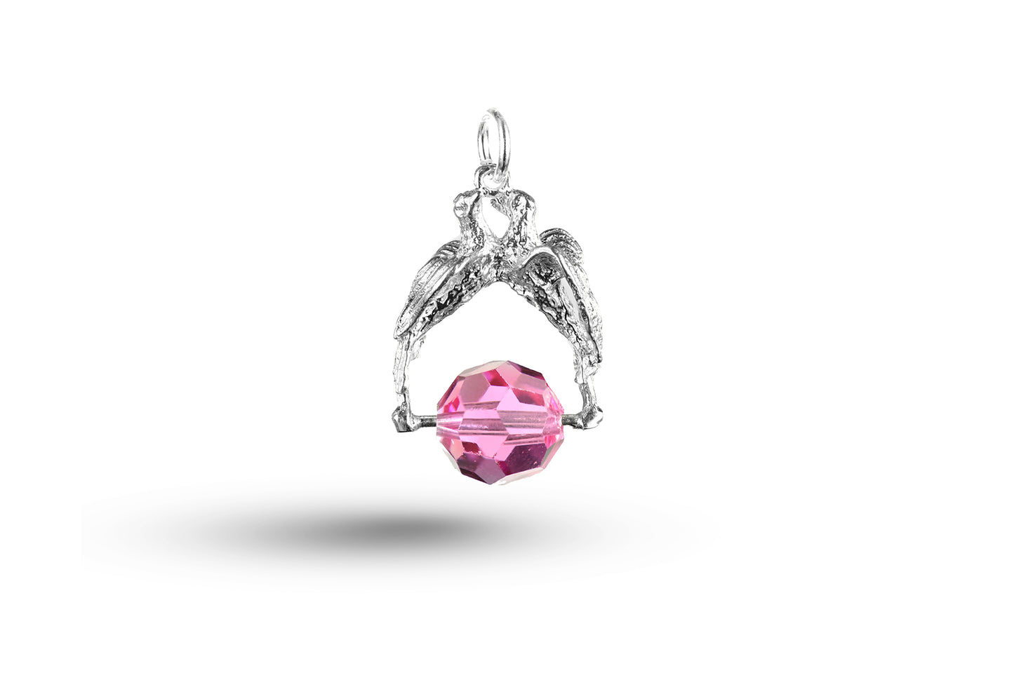 White gold Love Birds and Crystal Ball charm.
