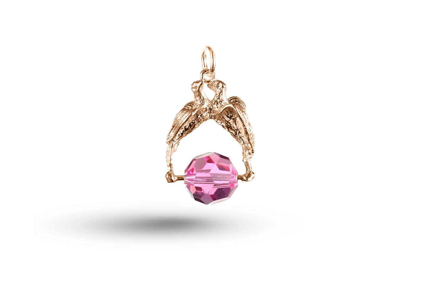 Rose gold Love Birds and Crystal Ball charm.