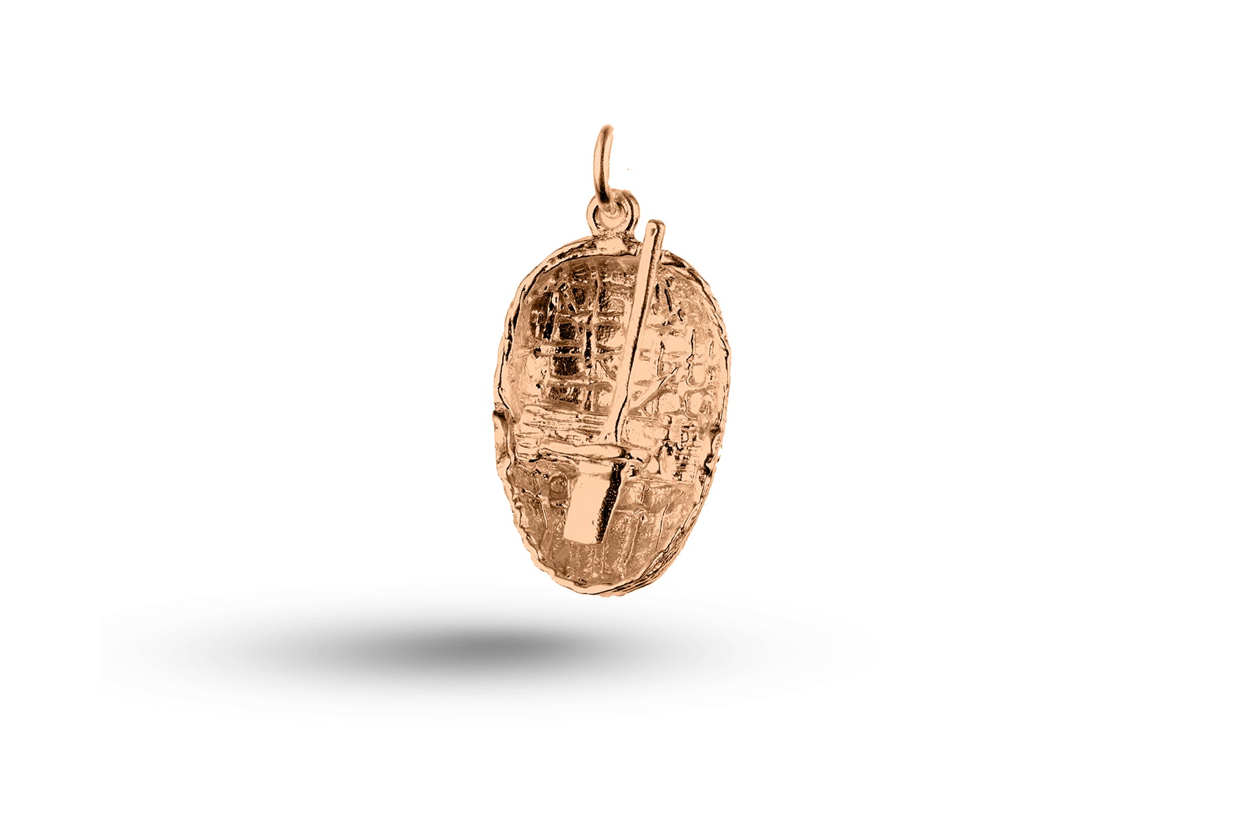 Rose gold Welsh Coracle charm.