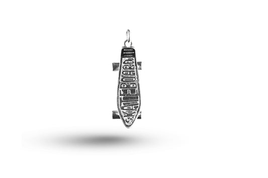White gold Skateboard Word charm.