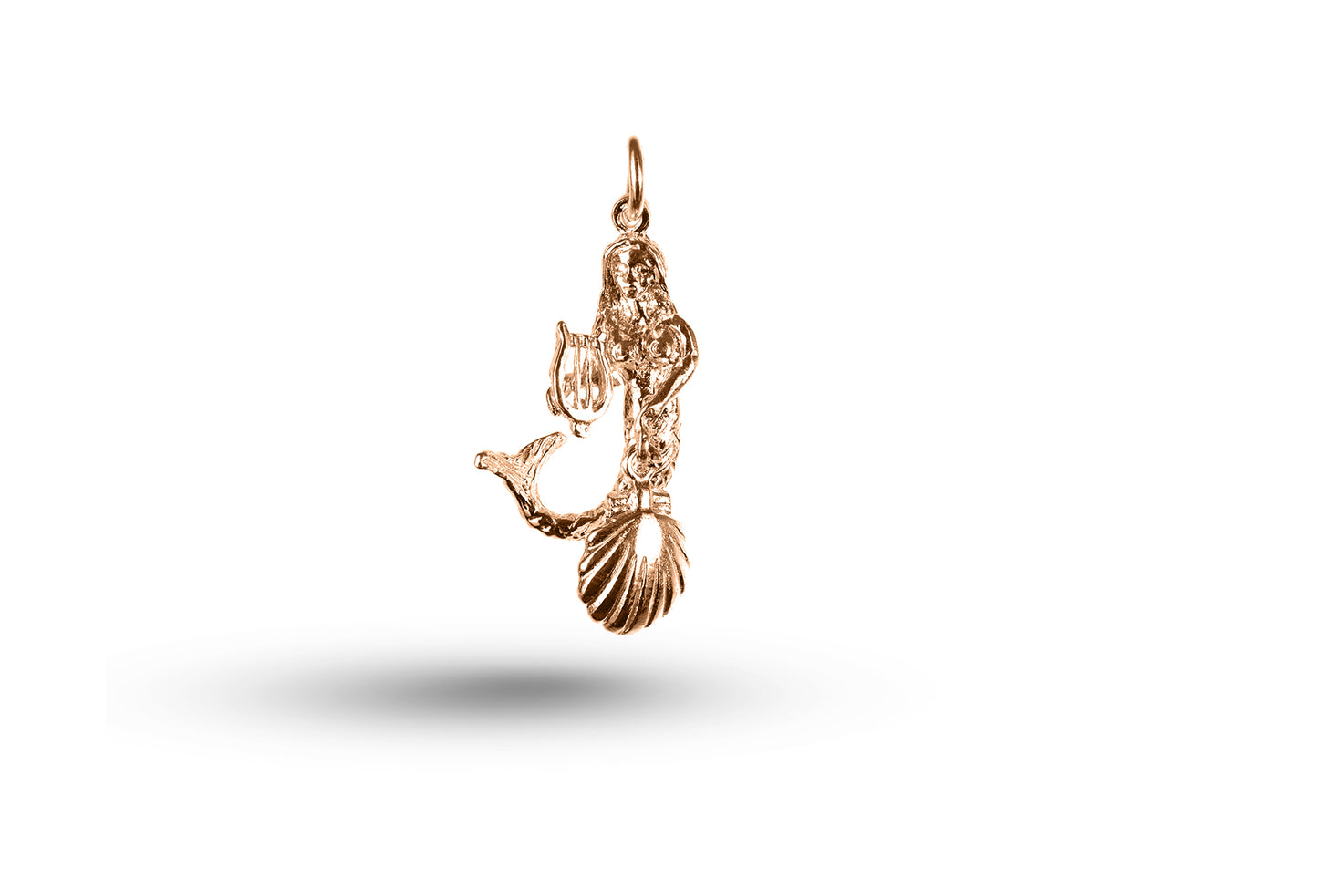 Rose gold Mermaid and Hanging Shell charm.