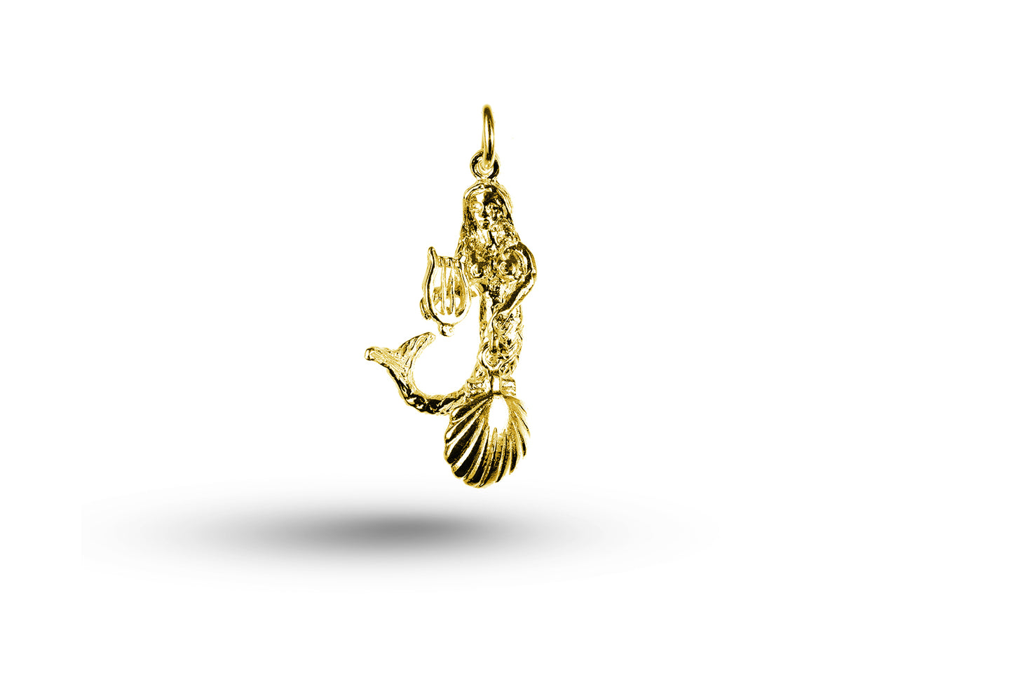 Yellow gold Mermaid and Hanging Shell charm.