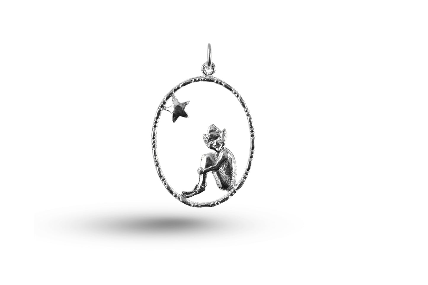 White gold Pixie in Moon charm.
