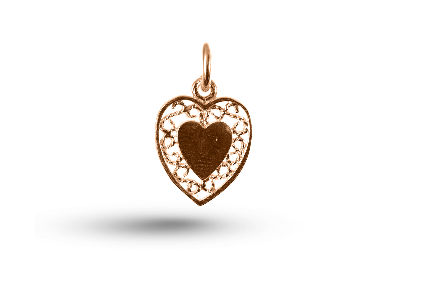 Rose gold Hearts charm.