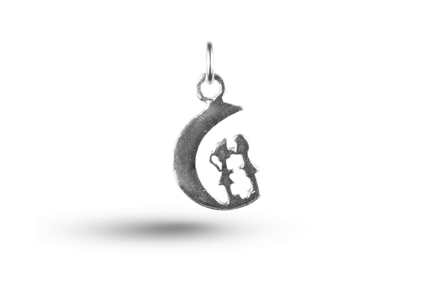 White gold Lovers in Moon charm.