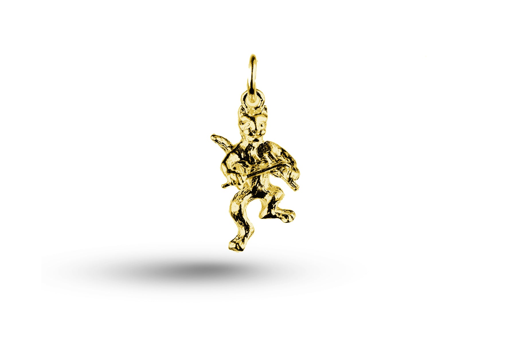 Yellow gold Dancing Cat and the Fiddle charm.