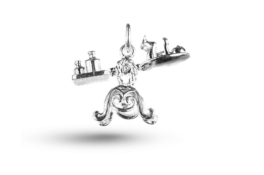 Luxury white gold baby on scales charm.
