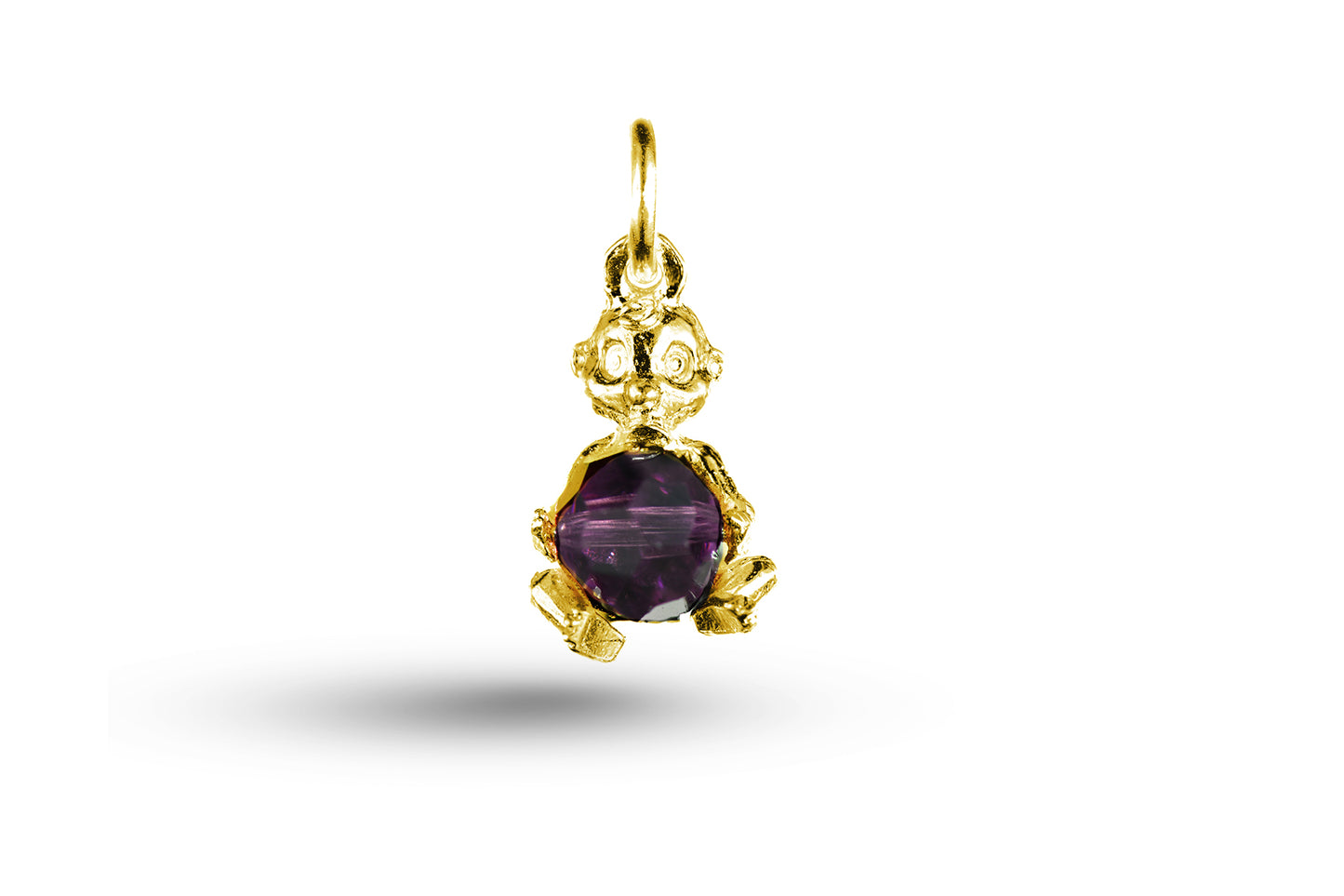 Luxury yellow gold baby and ball with stone charm.