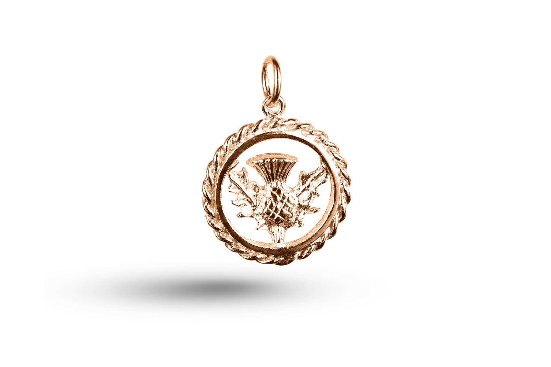 Rose gold Thistle in Fancy Circle charm.