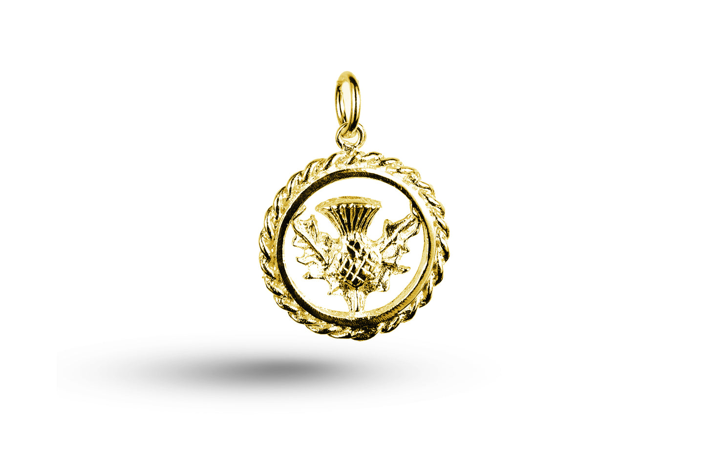 Yellow gold Thistle in Fancy Circle charm.