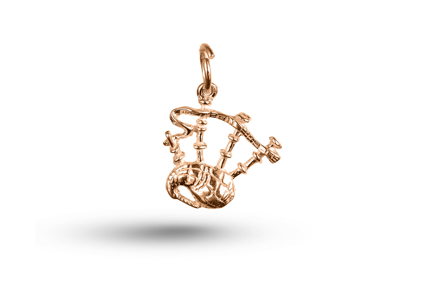 Rose gold Scottish Bagpipes charm.