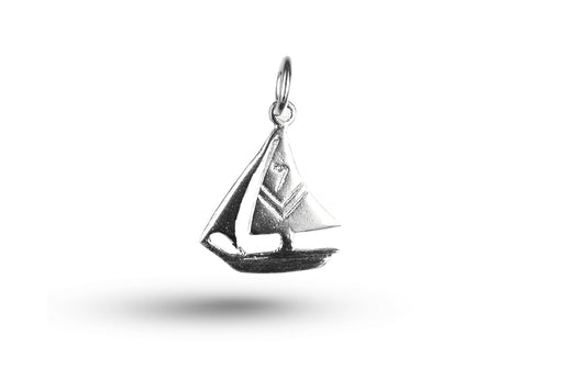 White gold Sailing Yacht charm.