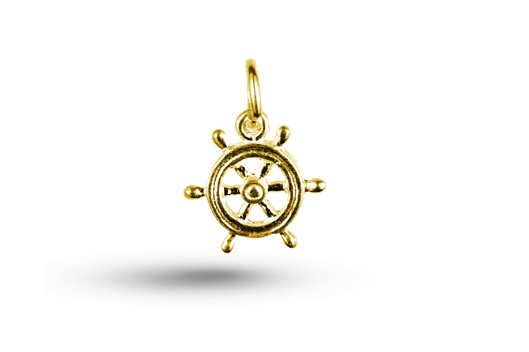 Yellow gold Ships Wheel charm.
