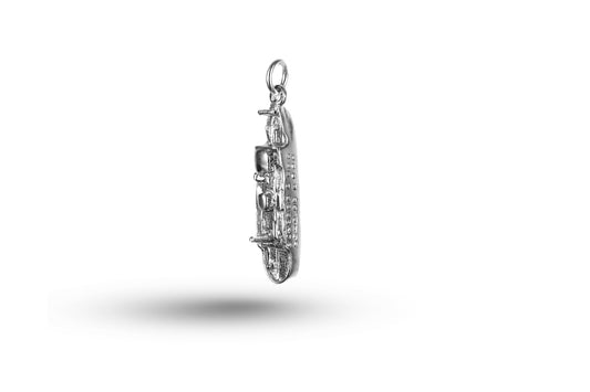 Luxury white gold Car Ferry Boat charm.
