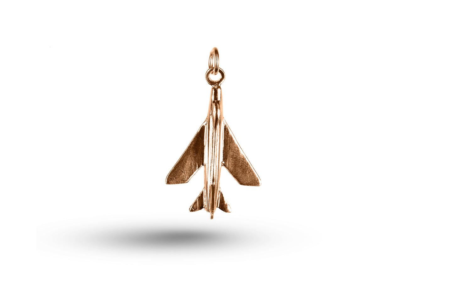 Rose gold Swing Wing Plane charm.