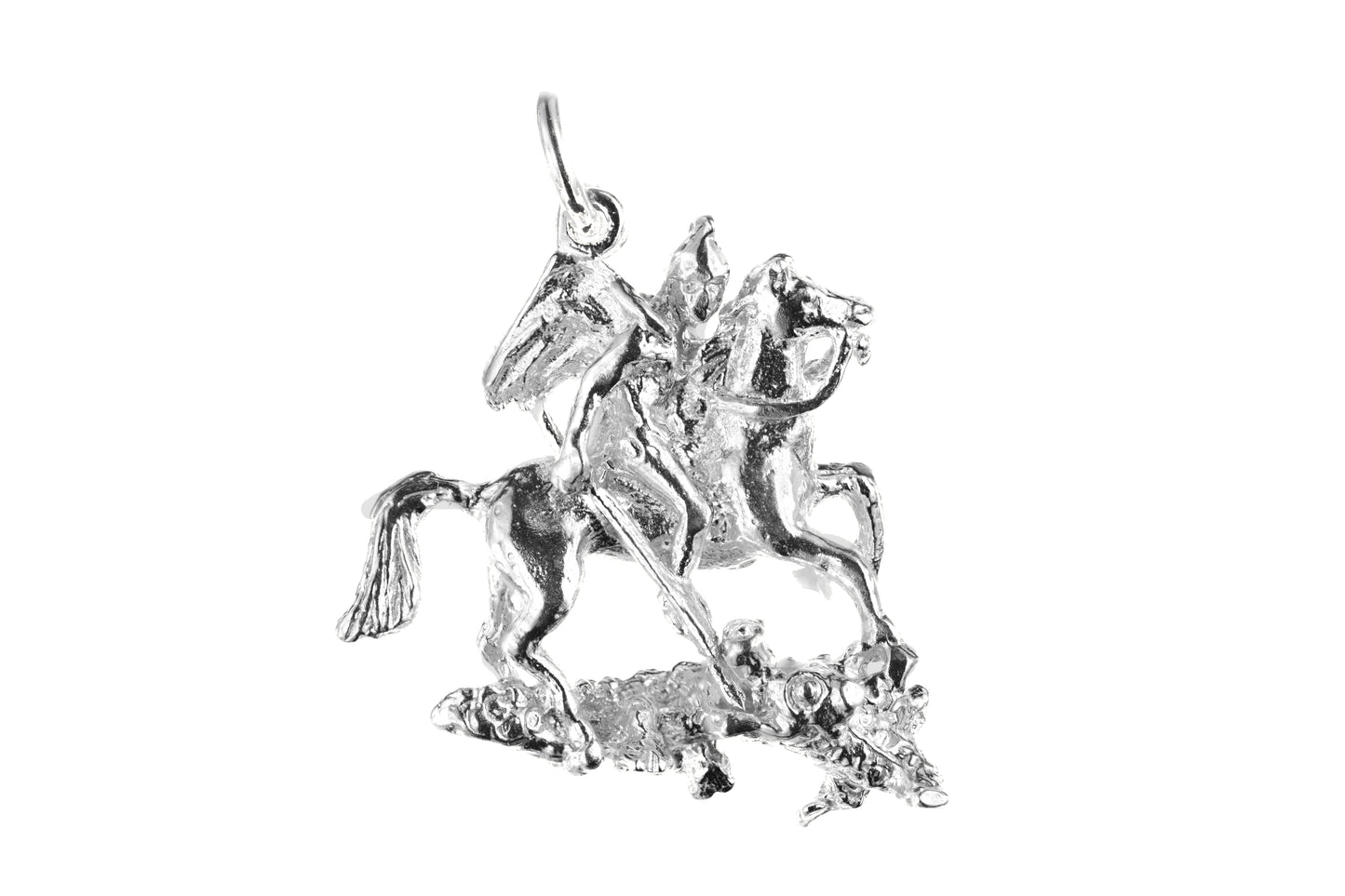 White gold St George and Dragon charm.