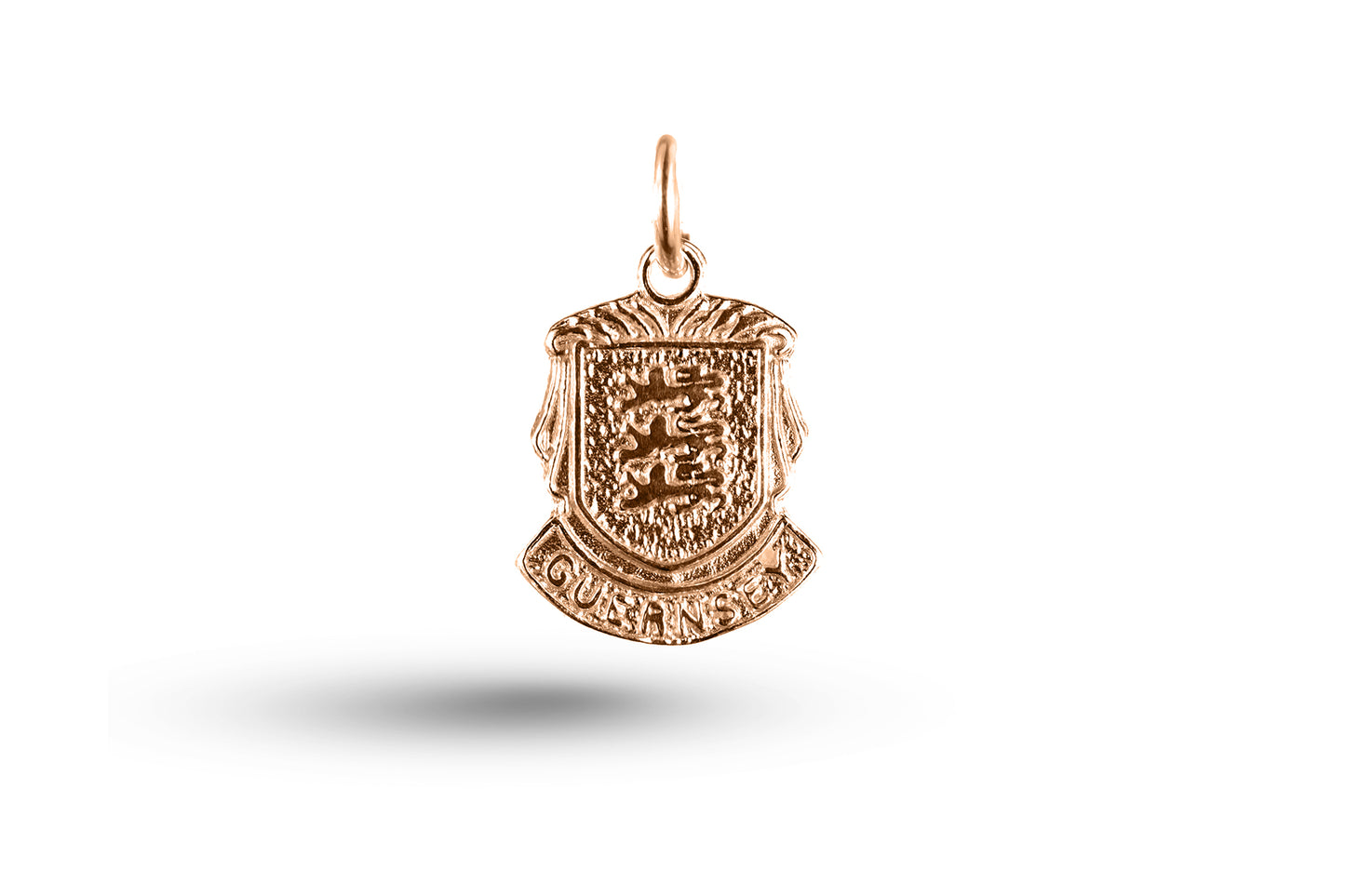 Rose gold Guernsey Crest charm.