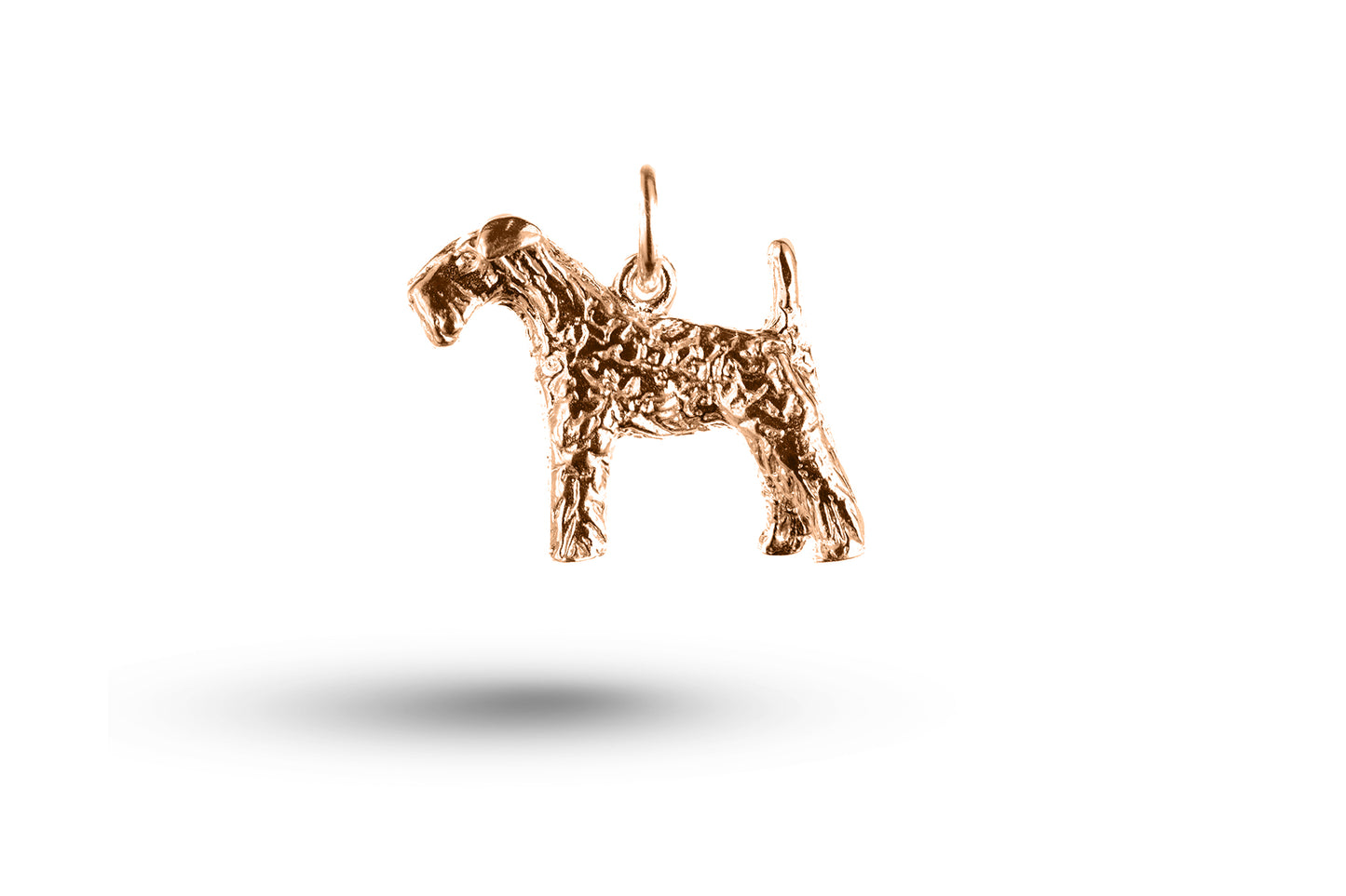 Luxury rose gold Airdale terrier dog charm.