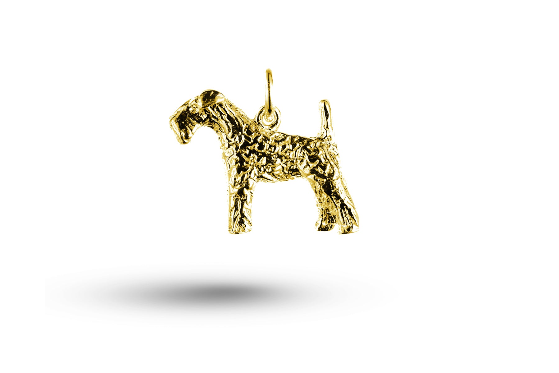 Luxury yellow gold Airdale terrier dog charm.