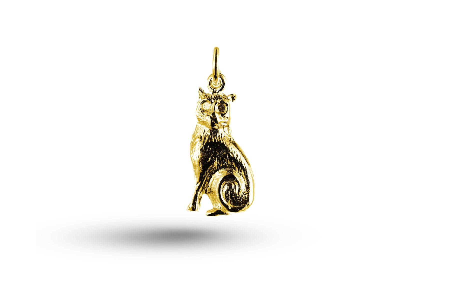 Yellow gold Curly Tailed Cat Charm.