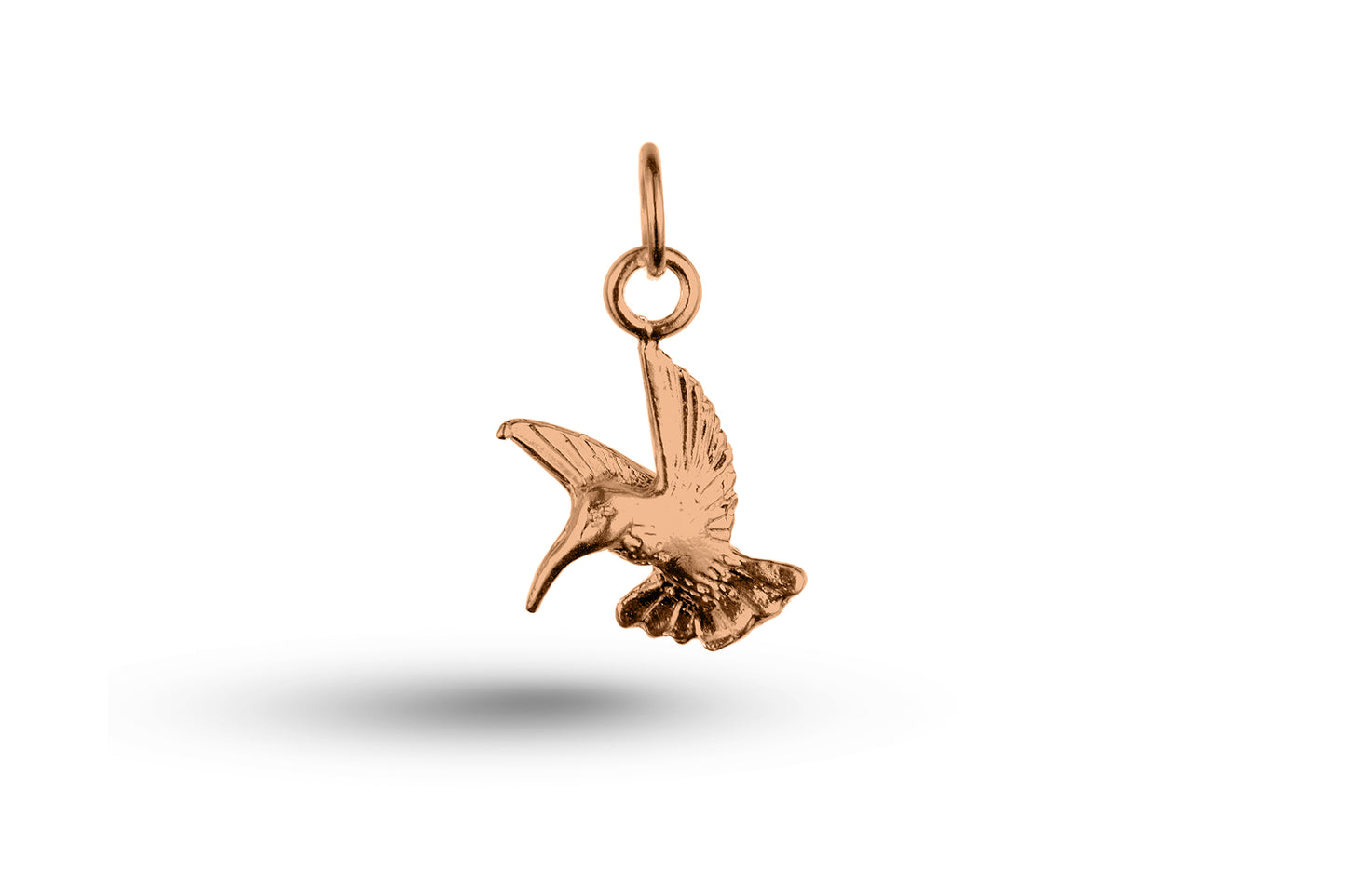 Rose gold Hovering Humming Bird charm.