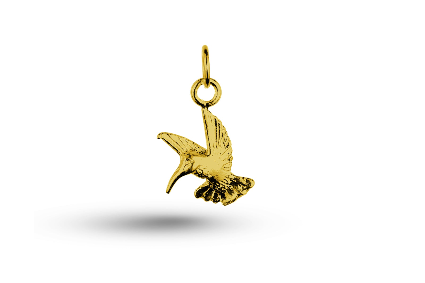 Yellow gold Hovering Humming Bird charm.