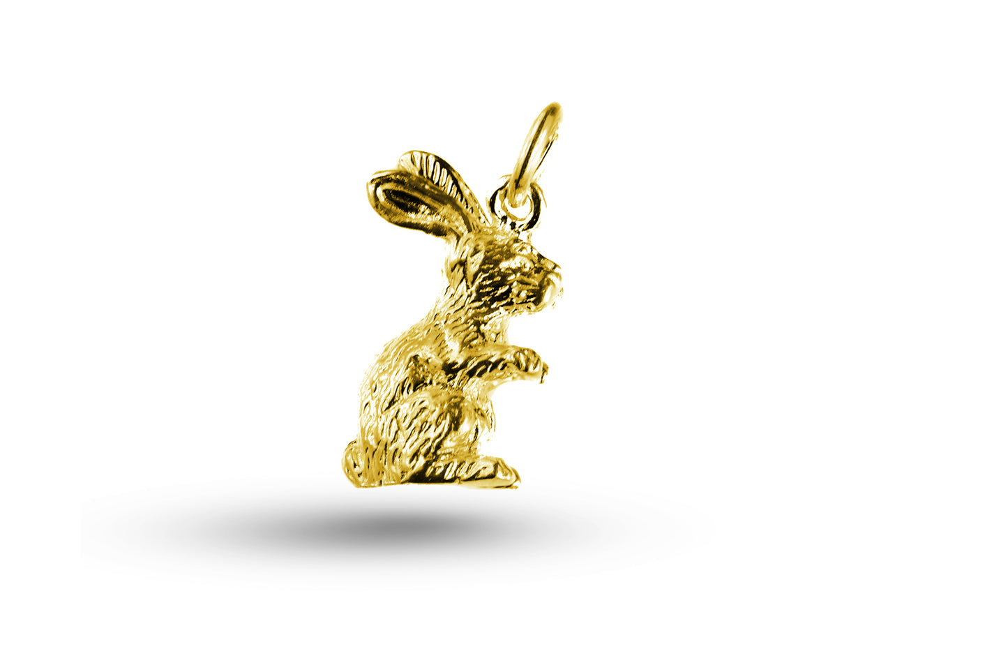 Luxury yellow gold alert rabbit charm.