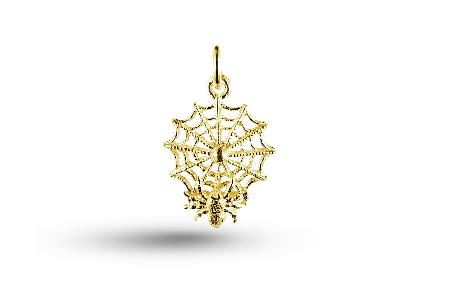 Yellow gold Spider on Web charm.