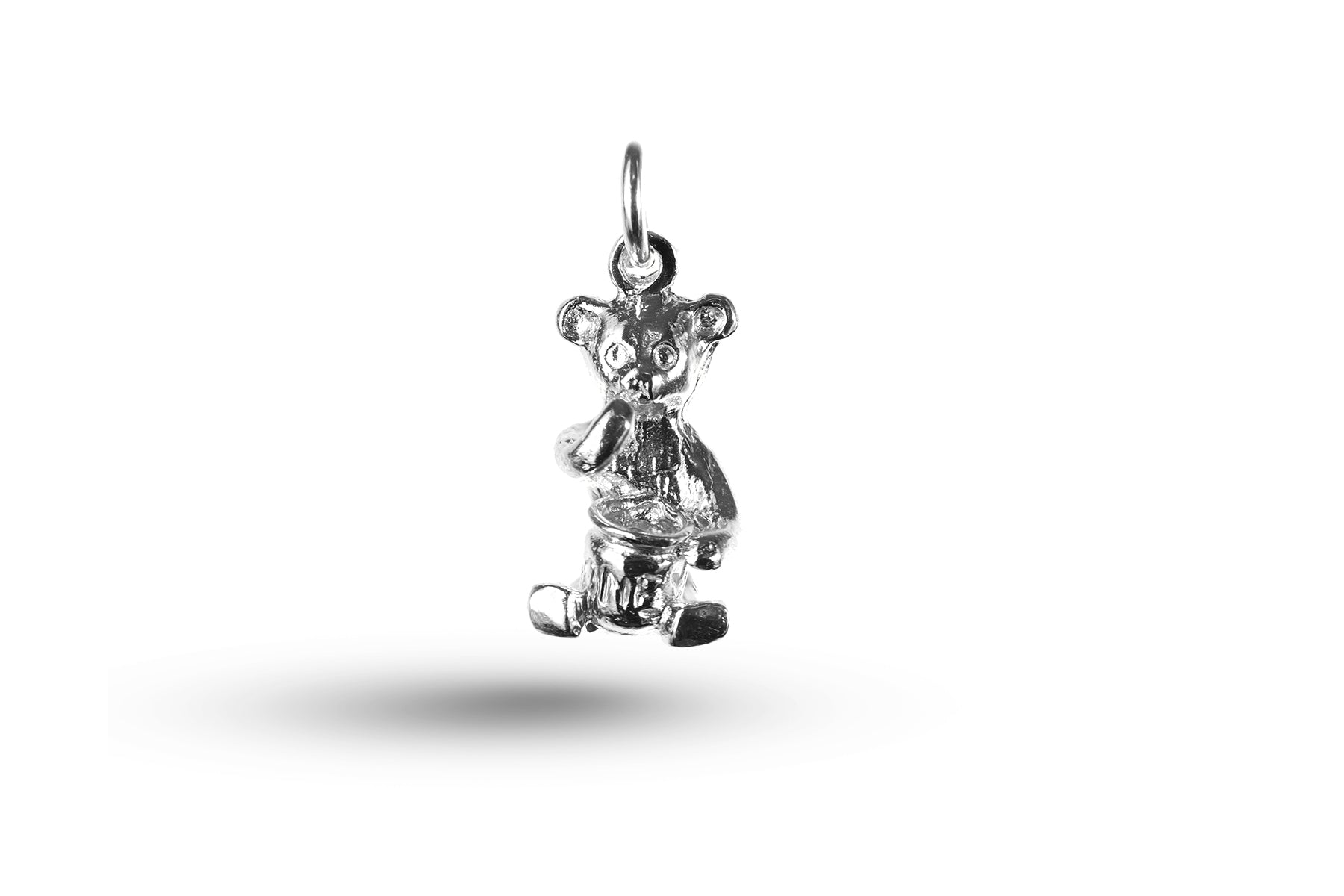 White gold Teddy with Honey Pot charm.