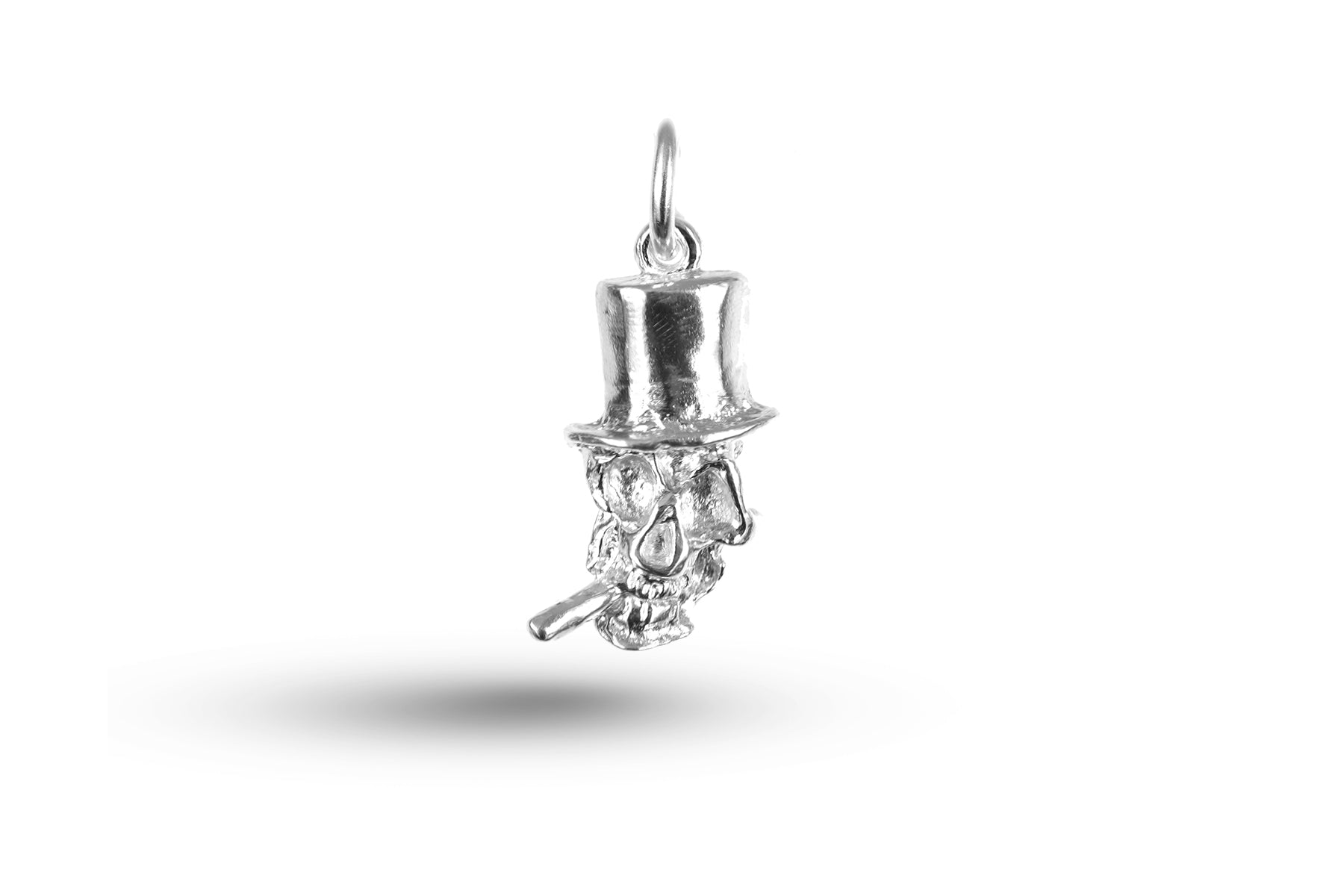 White gold Skull with Top Hat charm.